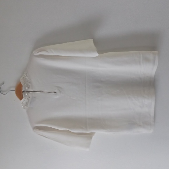 Catherine Malandrino Ivory Pearls Mock Neck Keyhole Front Knit Top - Picture 6 of 8